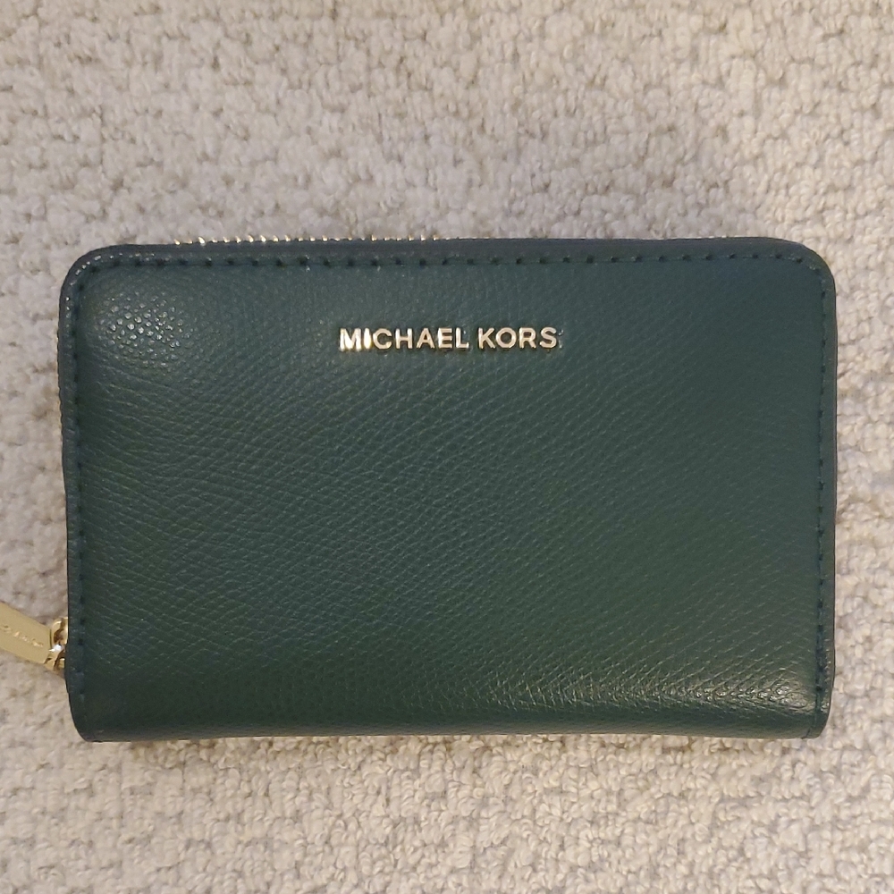 Michael Kors Forest Green Leather Card Holder